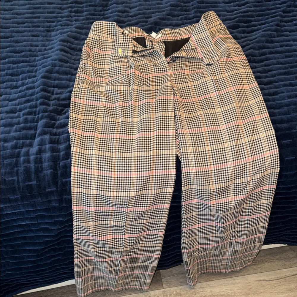 LOFT Women's Plaid Ankle Pants - Brown and Black